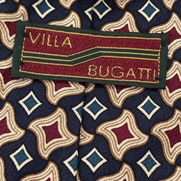 Villa Bugatti Mens 100% Italian Silk Necktie Tie Abstract Multicolor Blue Red Gr - Picture 3 of 8